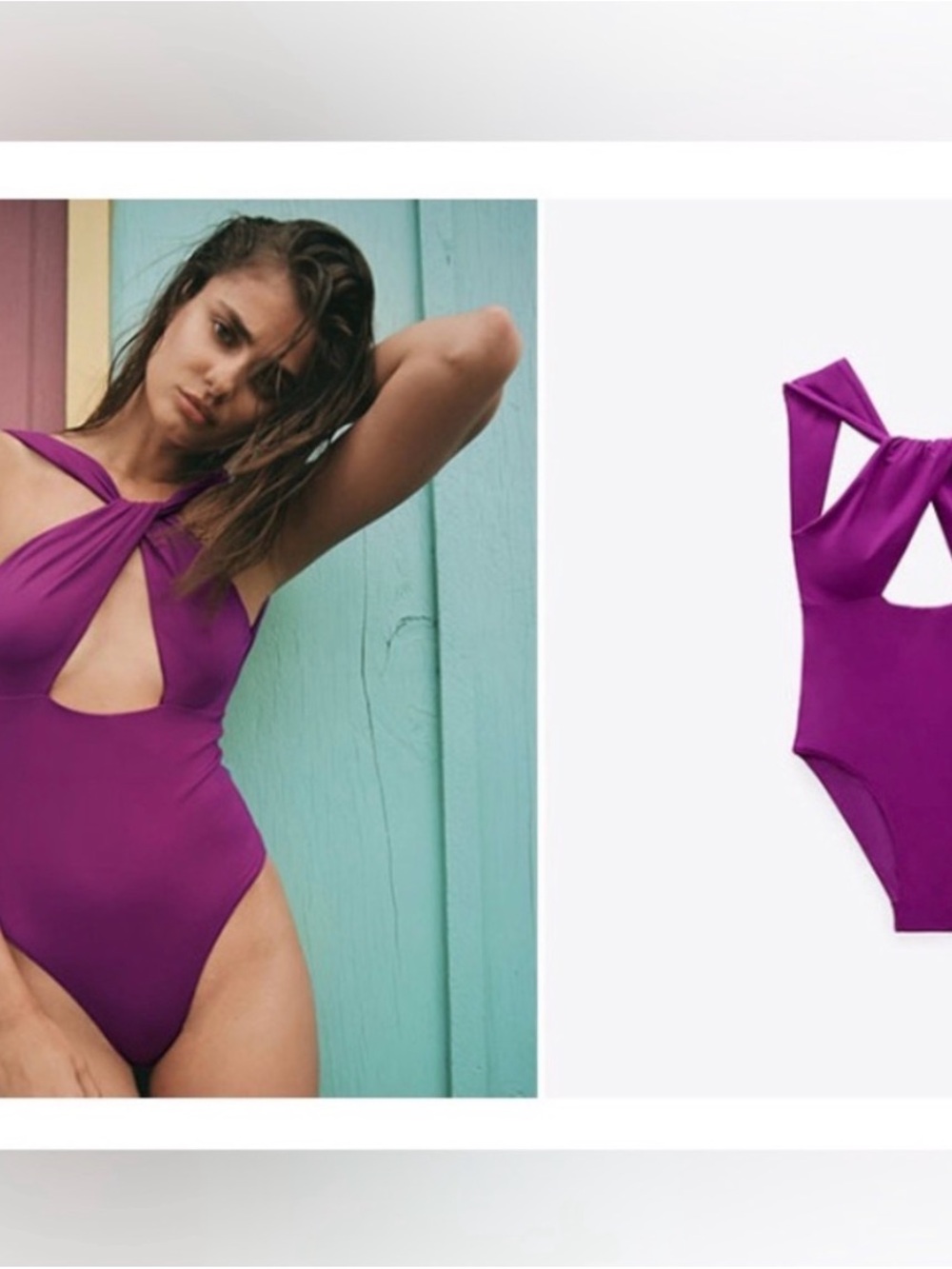 Zara Purple Twist Keyhole One-Piece Swimsuit - Picture 2 of 6